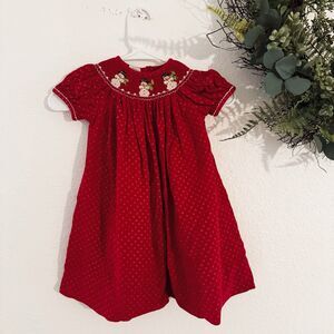 Amanda Remembered Dress sz 2 Christmas Snowman Holidays Smocked Dress Southern